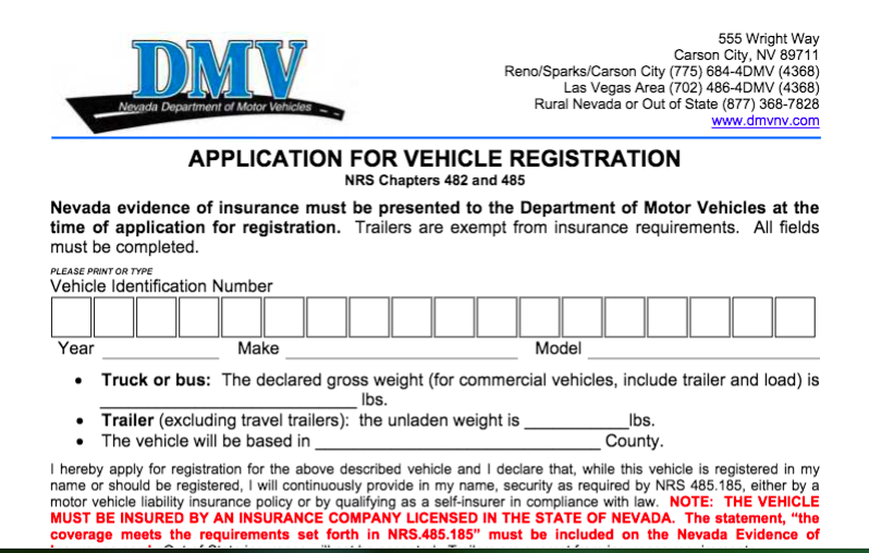 Driving without registration in Las Vegas Nevada